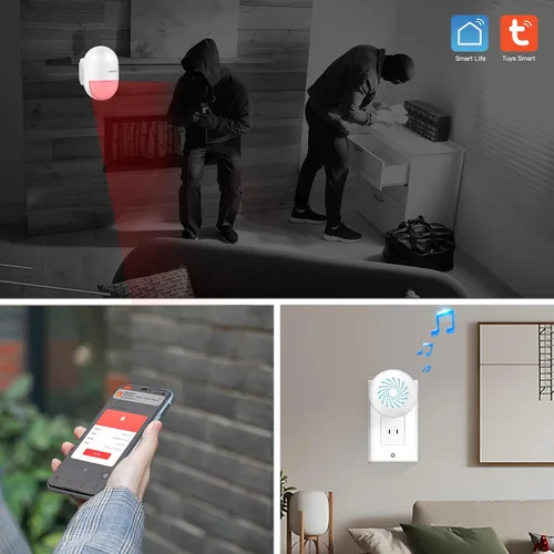 Vista 2 de SINGCALL Sensor de movimiento inalámbrico Alarma de entrada Alarma Interior Sensor de Movimiento Inteligente Detector 2.4G WiFi Sistema Inalámbrico