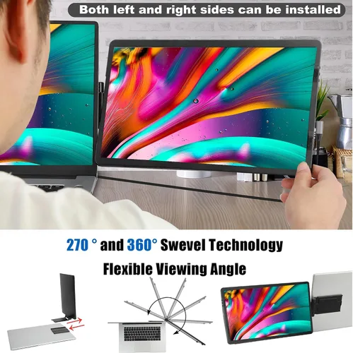Vista 3 de Farfi - Extensor de pantalla para laptop - Monitor portátil giratorio de 360°