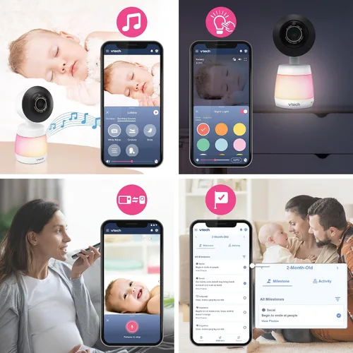 Vista 12 de VTech Smart WiFi Baby Monitor - Ve a tu bebé en casa o desde cualquier lugar, cámara 2K, pantalla de 5.5 pulgadas, zoom 24X, gran angular, visión