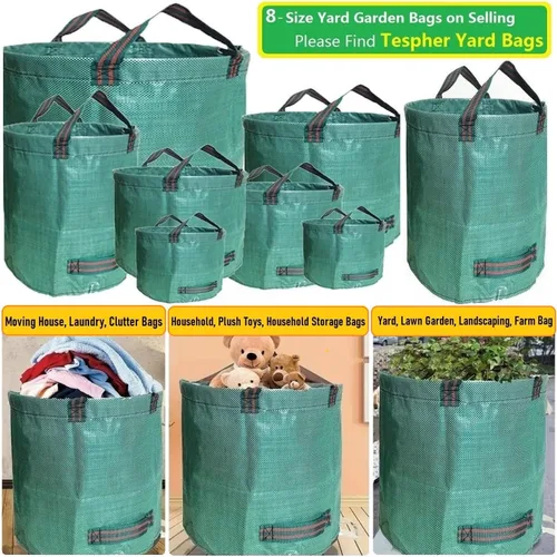 Vista 3 de Paquete de 2 bolsas profesionales de jardín de 137 galones, grandes (D34, H34 pulgadas) con guantes de jardinería, bolsa de hojas grandes, residuos