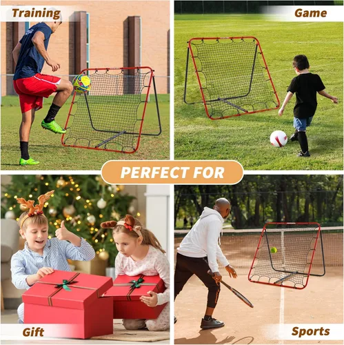 Vista 6 de KAIHAOWIN Red de rebote de fútbol, rebote de fútbol de acero de 4 x 4 pies, red de rebote para entrenamiento de práctica de fútbol en el patio