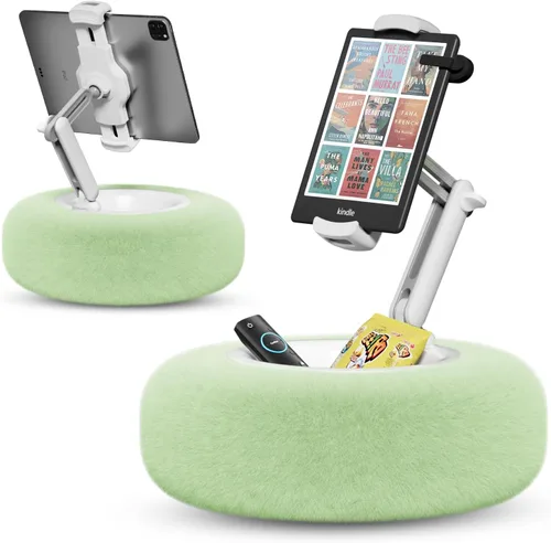 Vista 9 de SupeDesk - Almohada para tablet para cama, soporte ajustable para tableta con cuenco desmontable para aperitivos, soporte para teléfono para cama