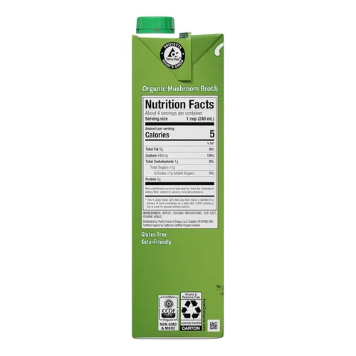 Vista 3 de Pacific Foods Caldo de hongos orgánico, caja de 32 onzas