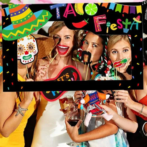 Vista 4 de LaVenty Marco de selfie mexicano, accesorios para cabina de fotos, decoraciones de fiesta