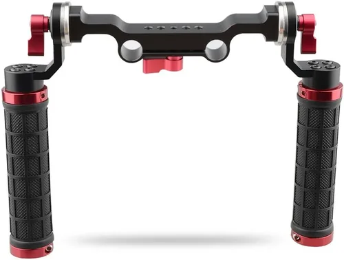 Vista 5 de CAMVATE Soporte de hombro con mango de goma con accesorio estándar de roseta para DSLR (rojo, rosca M6, 1.252 in) - 1472