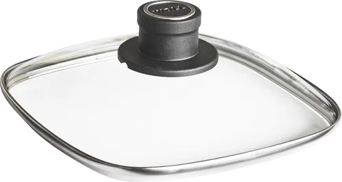 Vista 6 de Woll Vidrio templado con borde de acero inoxidable y perilla ventilada tapa redonda, 11 3/4 pulgadas, transparente