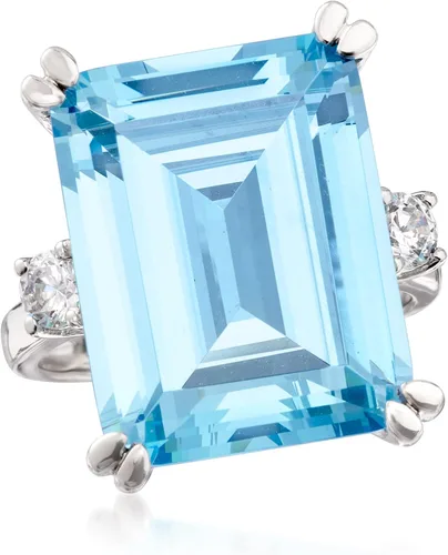 Vista 4 de Ross-Simons 17.30 ct. t.w. Blue and White CZ Ring in Sterling Silver
