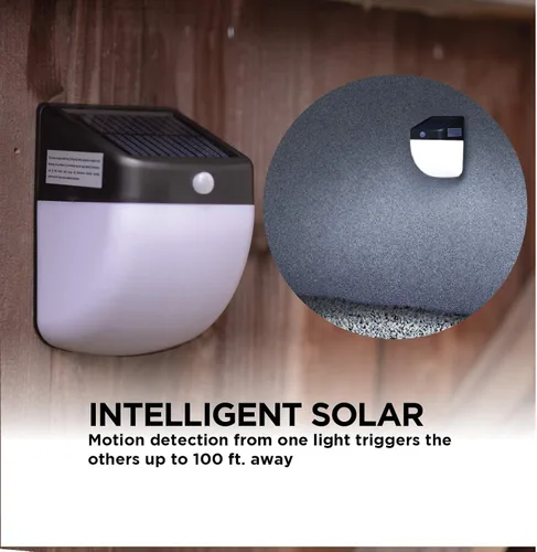 Vista 2 de Home Zone Luces solares de pared de seguridad - Luces de pared inteligentes con sensor de movimiento solar enlazable (1 juego)