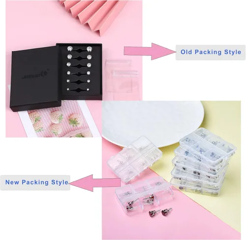 Vista 6 de Juego de 6 pares de aretes tipo dormilona de acero inoxidable 316L con circonita cúbica transparente para mujeres y hombres, de 0.315 a 0.3