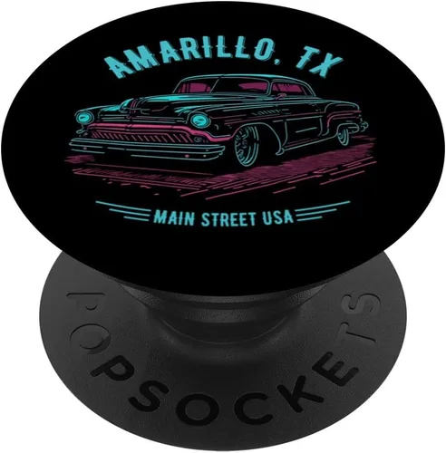 Vista 6 de Amarillo TX Main Street USA Classic Hotrod Car Design PopSockets MagSafe PopGrip for iPhone