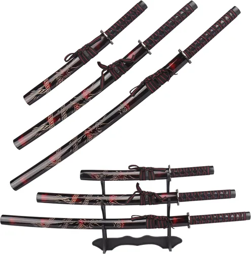 Vista 19 de Espada katana japonesa samurái – Hoja de espiga completa de acero al carbono real sin afilar, espada tradicional de práctica de Iaido