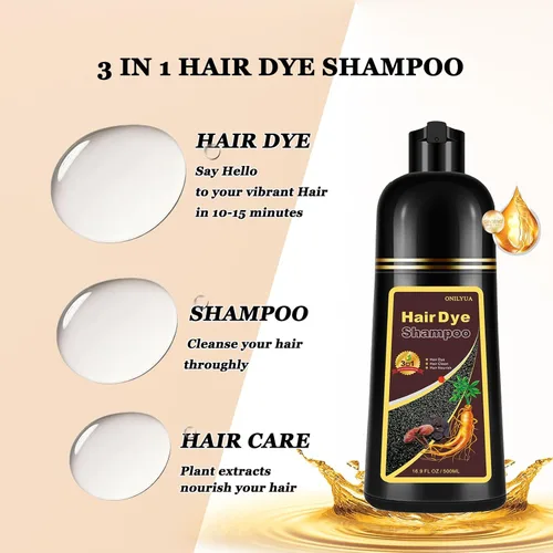 Vista 4 de Champú y tinte instantáneo para el cabello castaño - Champú de color rubio y castaño 3 en 1