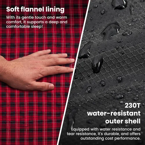 Vista 4 de KingCamp Sleeping Bag for Adults Big & Tall 100% Flannel Sleeping Bag