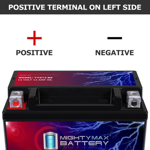 Vista 3 de Mighty Max Battery YTX14-BS sustituye a Kawasaki KVF KFX 700 Brute Force Prairie VN800 XQ