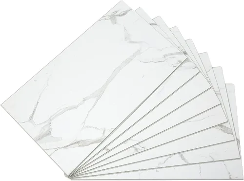 Vista 47 de Palisade Azulejos de vinilo entrelazados impermeables para pared/salpicadero para cocina o baño en mármol español (muestra de 4.5x11 pulgadas)