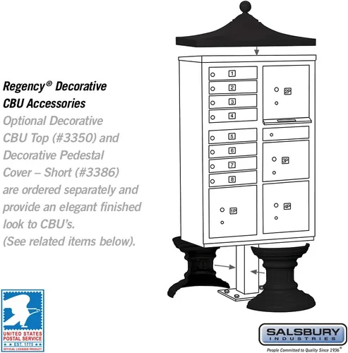 Vista 5 de Salsbury Industries 3306BLK-U 8 A Tamaño Puertas-Tipo VI-USPS Acceso Cluster Box Unidad Negro