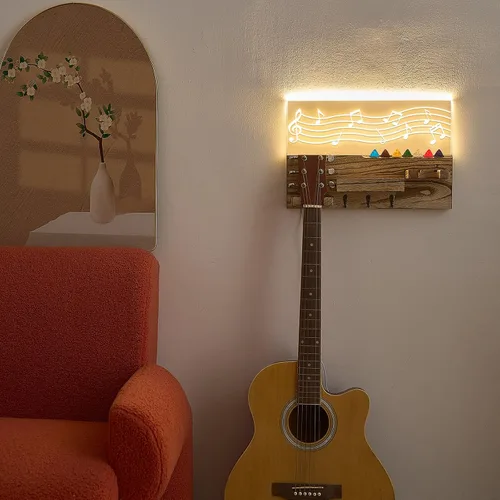 Vista 6 de Threehoney - Soporte de pared para guitarra con 3 ganchos, color claro