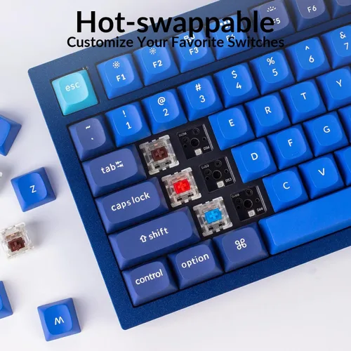Vista 3 de Keychron Q3 - Perilla de teclado mecánico personalizado con cable, TKL Tenkeyless QMK/VIA macro programable con interruptor azul Gateron G Pro