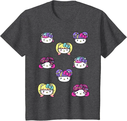 Vista 35 de hello kitty Kawaii Multi peinado Tee, Azul (Heather blue)