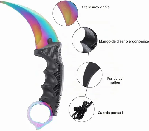 Vista 4 de TOPOINT - Cuchillo de entrenamiento Karambit sin vanguardia Karambit Cuchillo de entrenamiento de práctica sin herramienta de entrenamiento