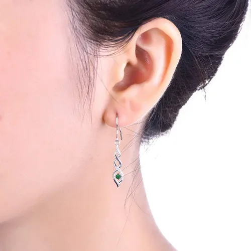 Vista 5 de JO WISDOM - Aretes colgantes de plata de ley 925 con circonita cúbica AAA