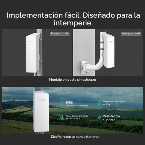 Vista 6 de Omada 2.4GHz N300 WiFi Bridge, 0.3 mi distancia, 100M puerto