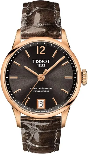 Vista 5 de Tissot mujer Chemin des Tourelles reloj de vestir de acero inoxidable marrón T0992073644700