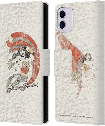 Vista 8 de Head Case Designs Funda de piel con licencia oficial de Wonder Woman DC Comics Logo Vintage Art Book Wallet compatible con Apple iPhone 11 Logotipo