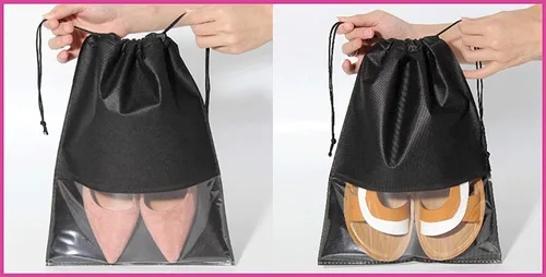 Vista 5 de Bolsa de zapatos no tejida de 12 piezas portátil para zapatos de viaje, bolsa de almacenamiento para viajes y almacenamiento, organizador de bolsa