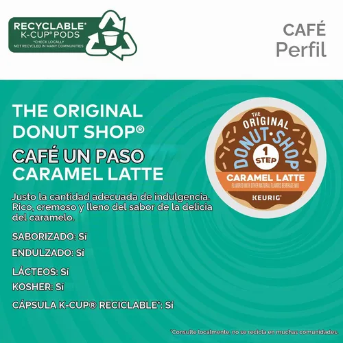Vista 2 de The Original Donut Shop - Cápsulas de Caramel Latte para Single-Serve Keurig K-Cup, café saborizado, 20
