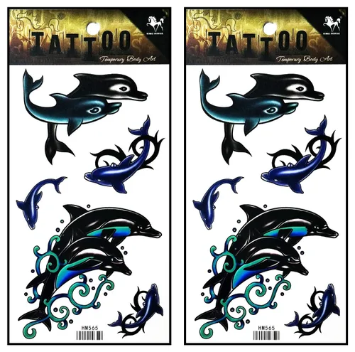 Vista 8 de Tatuajes 2 hojas hermosas rosas negras enredaderas temporales tatuajes adhesivos falsos cuerpo brazo pecho hombro tatuajes para hombres