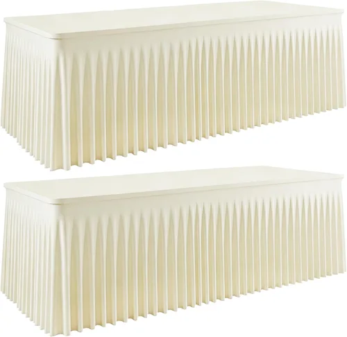 Vista 47 de Mantel rectangular de elastano negro, funda elástica ajustada para mesas rectangulares de 1,8 m, falda de mesa elástica sin arrugas para decoración