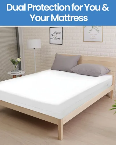 Vista 7 de HUPPER Queen Premium Box Spring Encasement - Impermeable - Transpirable - Sin ruido - Se adapta a hasta 9 pulgadas Blanco