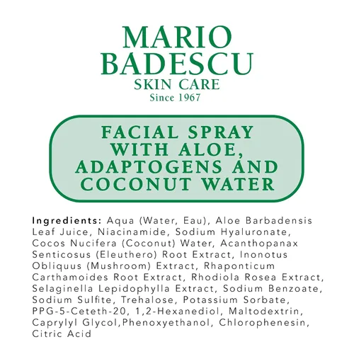 Vista 11 de Mario Badescu Spray facial fijador con aloe y agua de coco, spray de maquillaje refrescante e hidratante, sin alcohol, sin fragancia, sin tintes ni