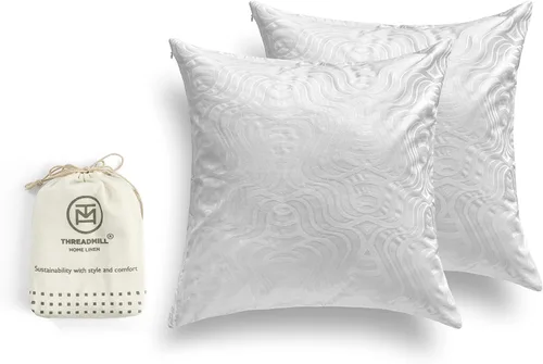 Vista 15 de Threadmill Funda de almohada de algodón de 18 x 18 pulgadas, juego de 2 fundas de cojín cuadradas decorativas de algodón con diseño de hiedra