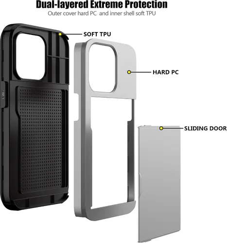 Vista 164 de Nvollnoe - Funda para iPhone 14 con tarjetero [tienda de 5 tarjetas] Negro - Almacenamiento más grande