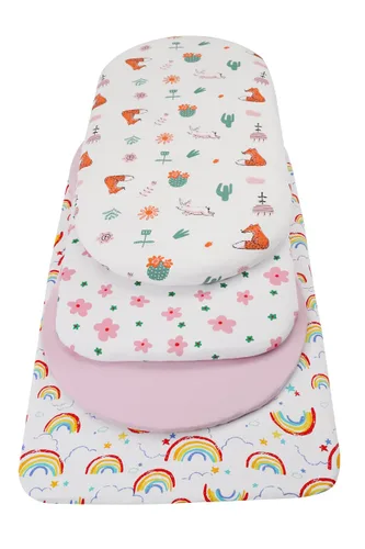 Vista 6 de Sábanas de moisés compatibles con el moisés Mamaroo de 4moms, paquete de 2 sábanas bajeras, 100% algodón de punto jersey de 190GSM, ultra suave