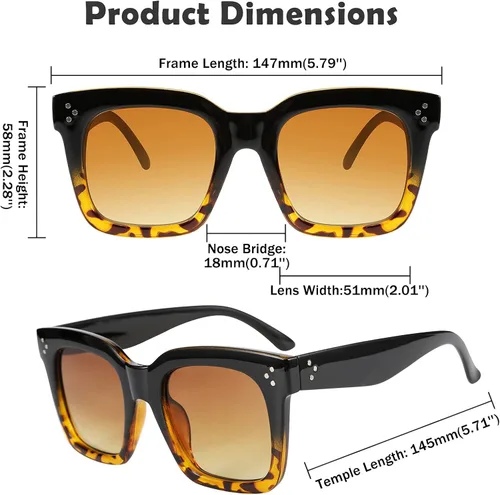 Vista 6 de FEISEDY Gafas de sol vintage de mariposa para mujer, diseño de lujo, cuadrado, degradado, B2486