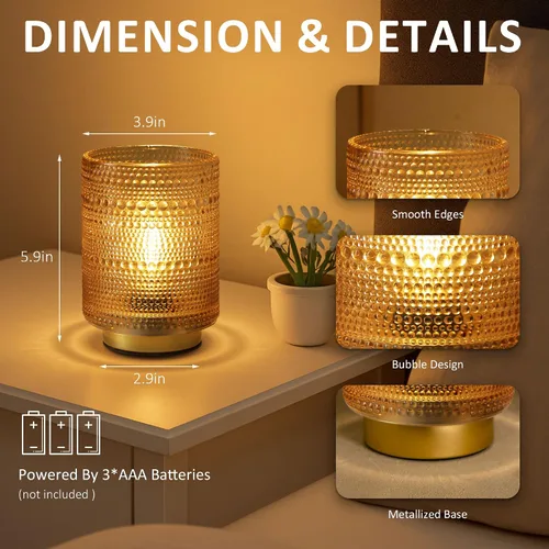 Vista 5 de Lámpara decorativa a pilas con temporizador para decoración de mesita de noche, estantería, pequeña lámpara de mesa decorativa inalámbrica