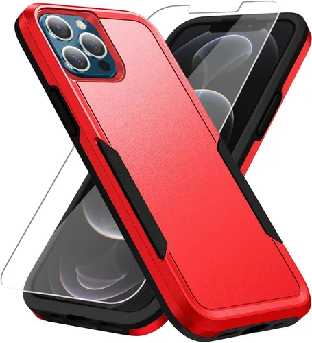 Vista 23 de Funda para iPhone 12 Pro Max, con protector de pantalla, [probada contra caídas de grado militar], resistente, resistente, a prueba de golpes