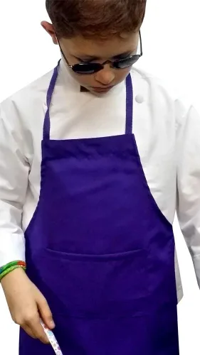 Vista 2 de CHEFSKIN Conjunto de delantal y sombrero de chef PURPLE Nuevo tejido ultraligero, ajustable suave