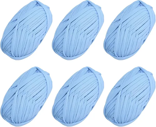 Vista 34 de 2 piezas de tela elástica para camisetas, hilo de crochet para tejer DIY, hilo de punto grueso tipo espagueti para proyectos de bolsos, mantas Aqua