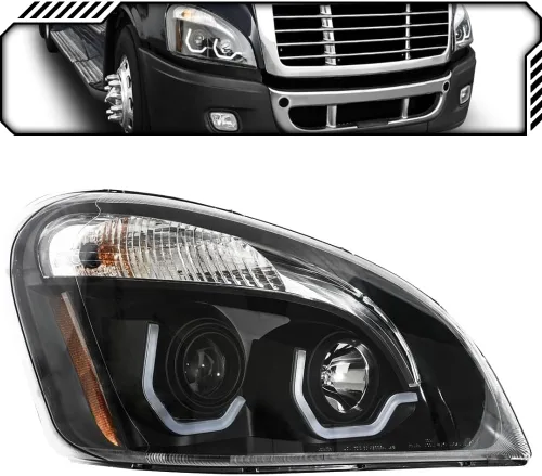 Vista 9 de EPIC LIGHTING Faros de Halógeno Estilo OE con Bisel Negro y Luz de Marcha LED Blanca, Ensamblaje de Reemplazo para FREIGHTLINER 08-17 CASCADIA