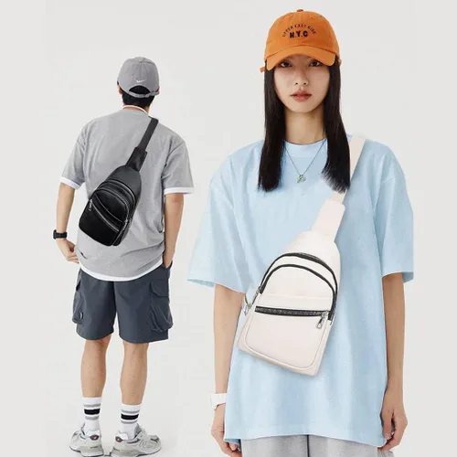 Vista 2 de Sunwel Fashion Riñonera ligera con 4 bolsillos con cremallera, estilo casual, cangureras, pequeña cruzada para mujer, Negro -, Mochila casual
