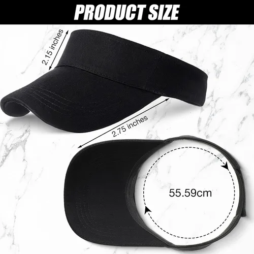 Vista 3 de Syhood 15 sombreros de visera para el sol, ropa deportiva, gorra de visera ajustable, protección solar para mujeres y hombres Negro
