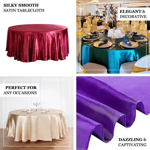Vista 4 de Tableclothsfactory Mantel redondo de satén sin costuras color champán de 132
