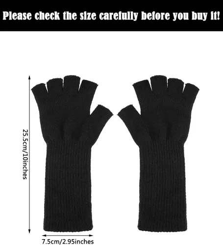 Vista 3 de Boao 4 pares de guantes largos de punto para mujer, sin dedos, guantes de invierno de medio dedo