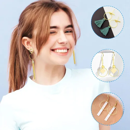 Vista 2 de Ximalun 100 aros de oro para aretes, 1.181 in, círculos redondos para hacer joyas
