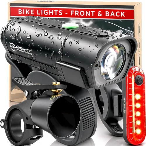Vista 7 de BX-500 Powerful USB-C Bike Lights Front & Back – New 500 Lumens LED - Bicycle Headlight & Taillight Set – USBC Rechargeable – Waterproof - Safety