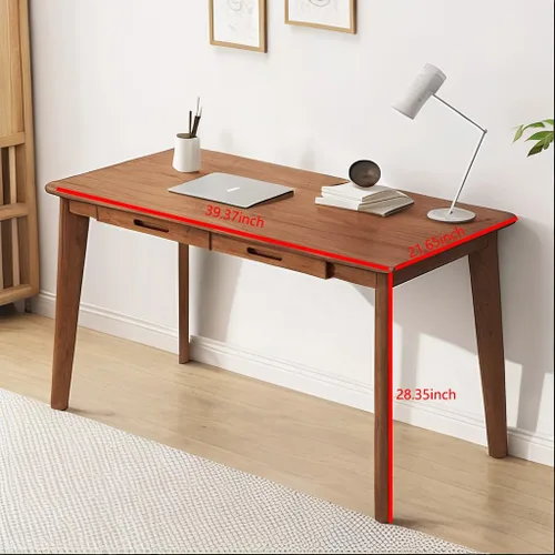 Vista 3 de DELLMAO Escritorio de computadora de escritura, escritorio de oficina, mesa de computadora, escritorio de estudio con 2 cajones para muebles